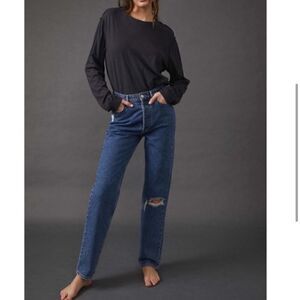 Free People We The Free High Rise Lasso Jeans Ripped Knee